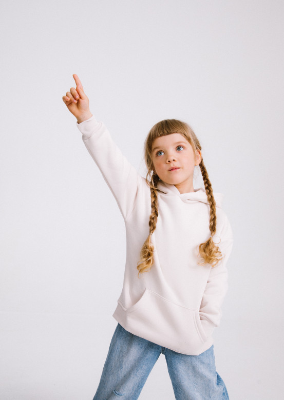 White Sand colour kids footer hoodie